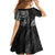 Polynesian Turtle Tribal Tattoo Family Matching Off The Shoulder Long Sleeve Dress and Hawaiian Shirt Black Style