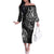 Polynesian Turtle Tribal Tattoo Family Matching Off The Shoulder Long Sleeve Dress and Hawaiian Shirt Black Style