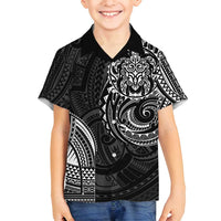 Polynesian Turtle Tribal Tattoo Family Matching Off Shoulder Maxi Dress and Hawaiian Shirt Black Style LT9 Son's Shirt Black - Polynesian Pride
