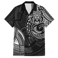 Polynesian Turtle Tribal Tattoo Family Matching Off Shoulder Short Dress and Hawaiian Shirt Black Style LT9 Dad's Shirt - Short Sleeve Black - Polynesian Pride