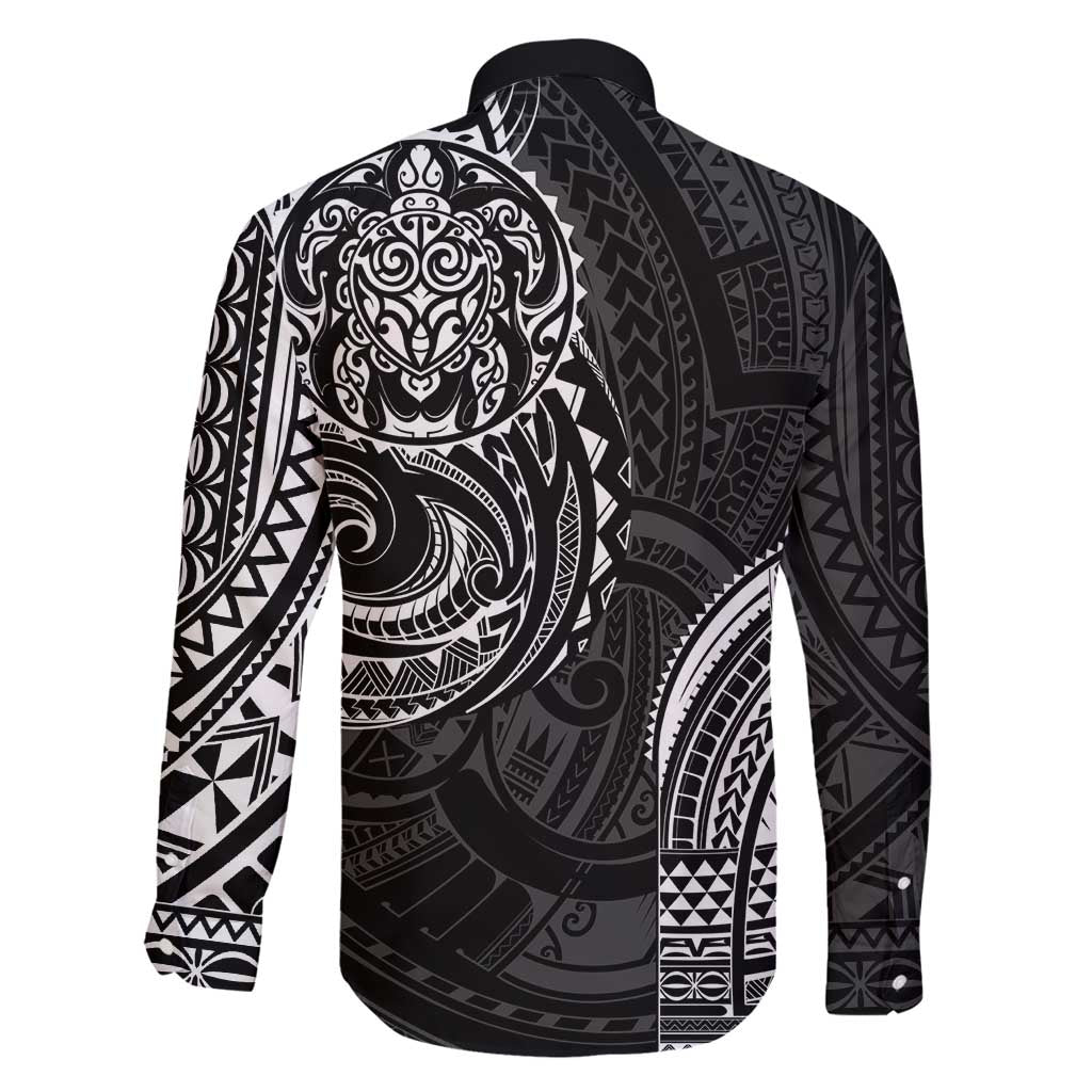 Polynesian Turtle Tribal Tattoo Family Matching Off Shoulder Short Dress and Hawaiian Shirt Black Style LT9 - Polynesian Pride