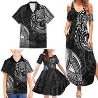 Polynesian Turtle Tribal Tattoo Family Matching Summer Maxi Dress and Hawaiian Shirt Black Style LT9 - Polynesian Pride