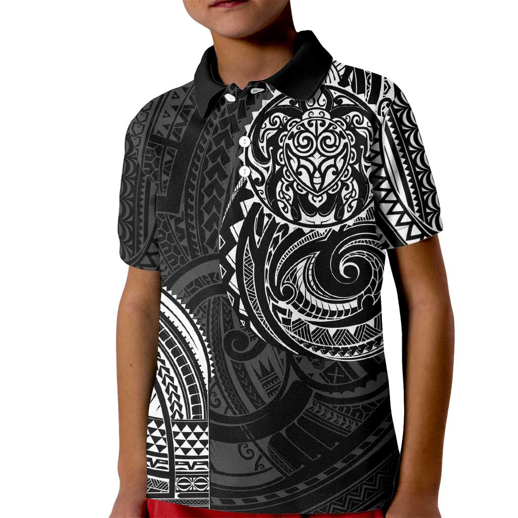 Polynesian Turtle Tribal Tattoo Kid Polo Shirt Black Style LT9 Kid Black - Polynesian Pride