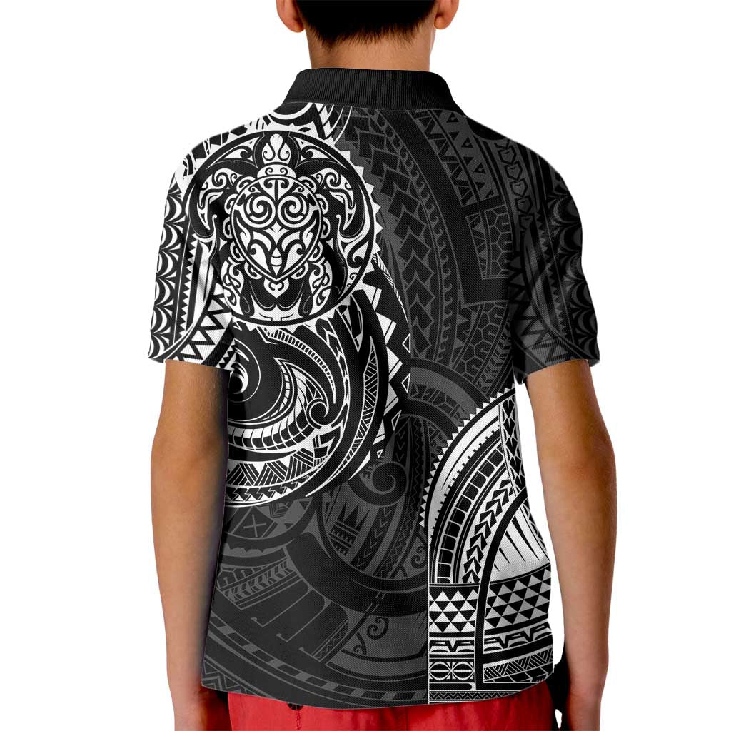 Polynesian Turtle Tribal Tattoo Kid Polo Shirt Black Style LT9 - Polynesian Pride
