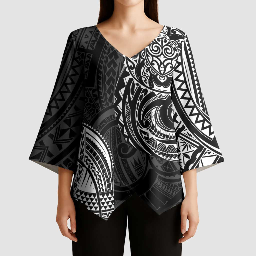 Polynesian Turtle Tribal Tattoo Kimono Sleeve Blouse Black Style - Polynesian Pride