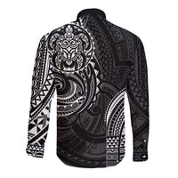 Polynesian Turtle Tribal Tattoo Long Sleeve Button Shirt Black Style