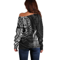 Polynesian Turtle Tribal Tattoo Off Shoulder Sweater Black Style