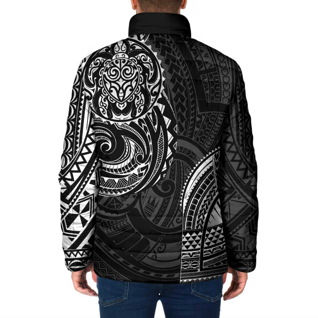 Polynesian Turtle Tribal Tattoo Padded Jacket Black Style - Polynesian Pride