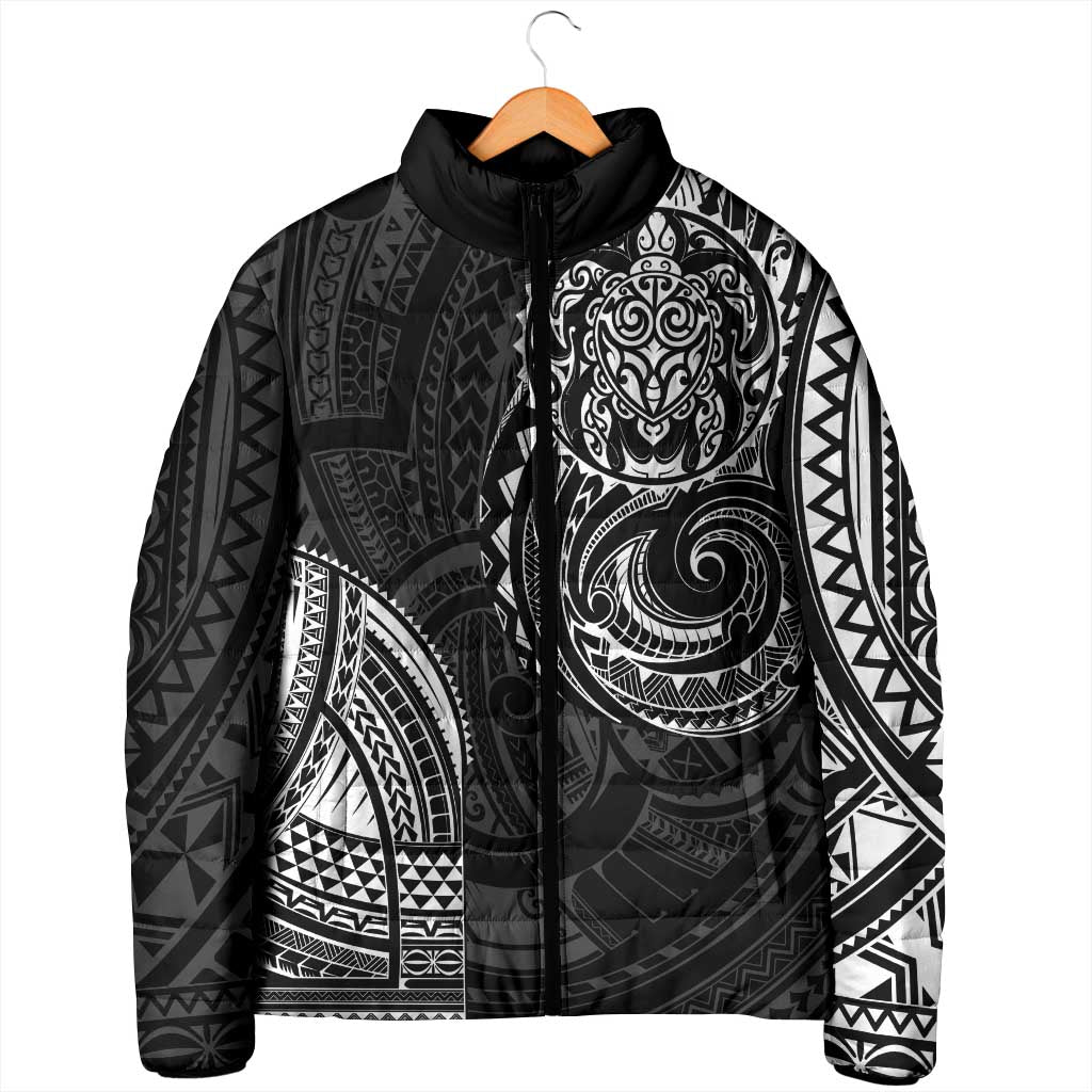 Polynesian Turtle Tribal Tattoo Padded Jacket Black Style - Polynesian Pride
