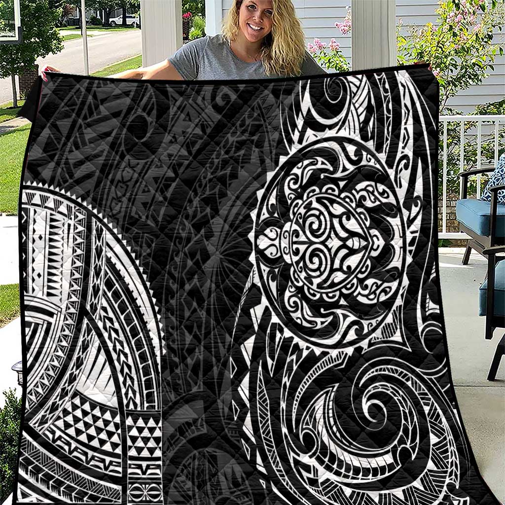 Polynesian Turtle Tribal Tattoo Quilt Black Style