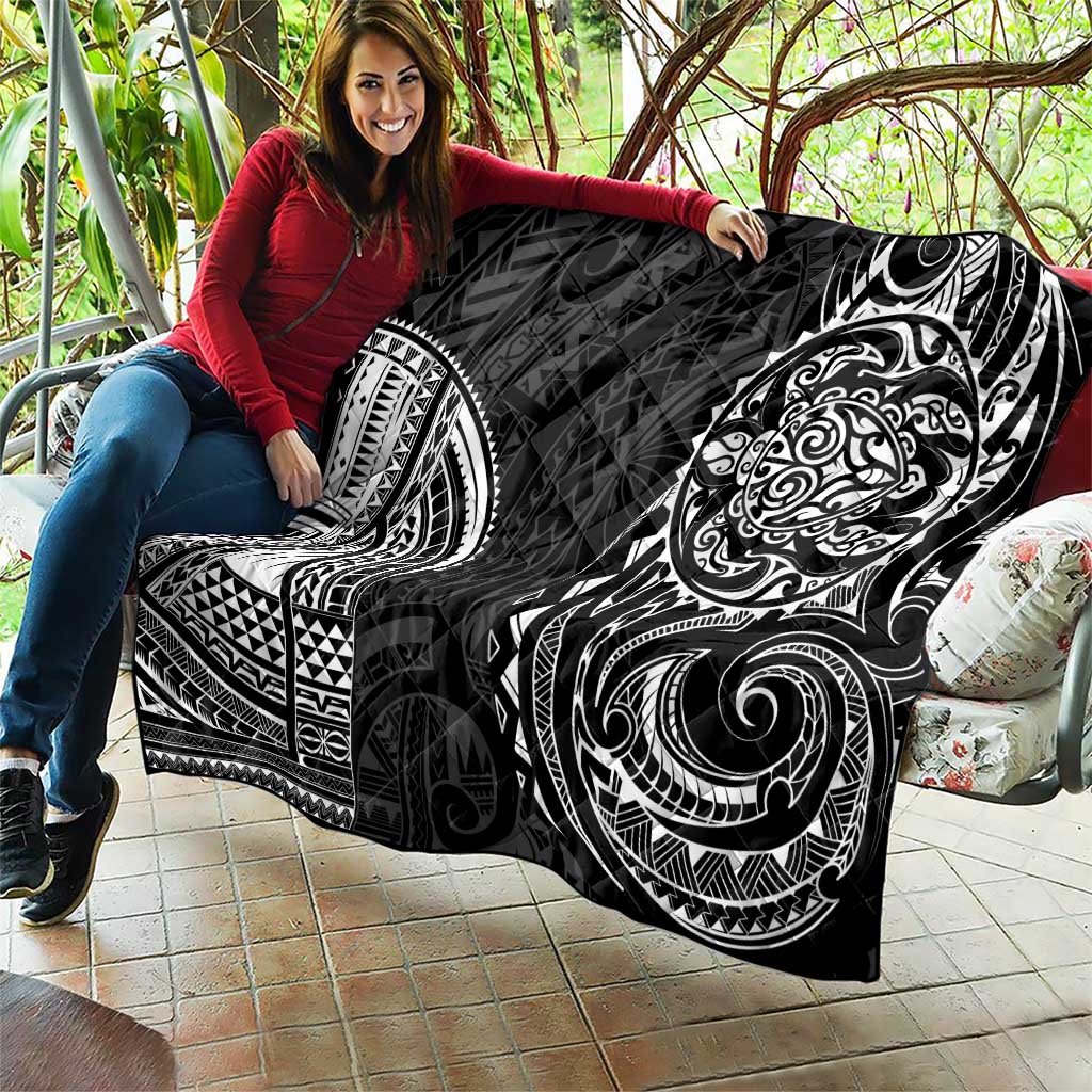 Polynesian Turtle Tribal Tattoo Quilt Black Style
