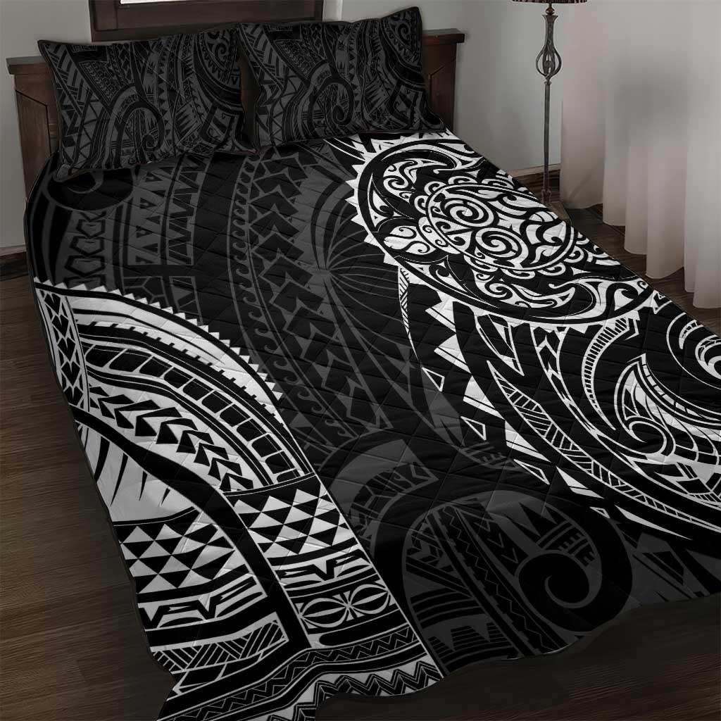 Polynesian Turtle Tribal Tattoo Quilt Bed Set Black Style