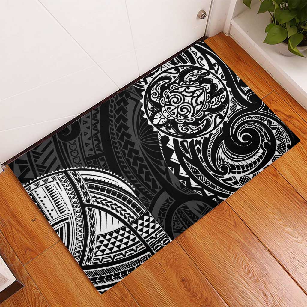 Polynesian Turtle Tribal Tattoo Rubber Doormat Black Style