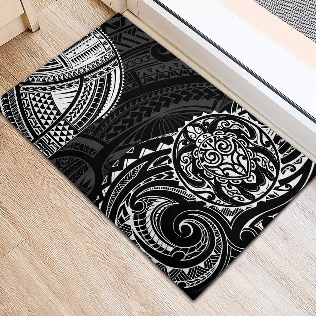 Polynesian Turtle Tribal Tattoo Rubber Doormat Black Style