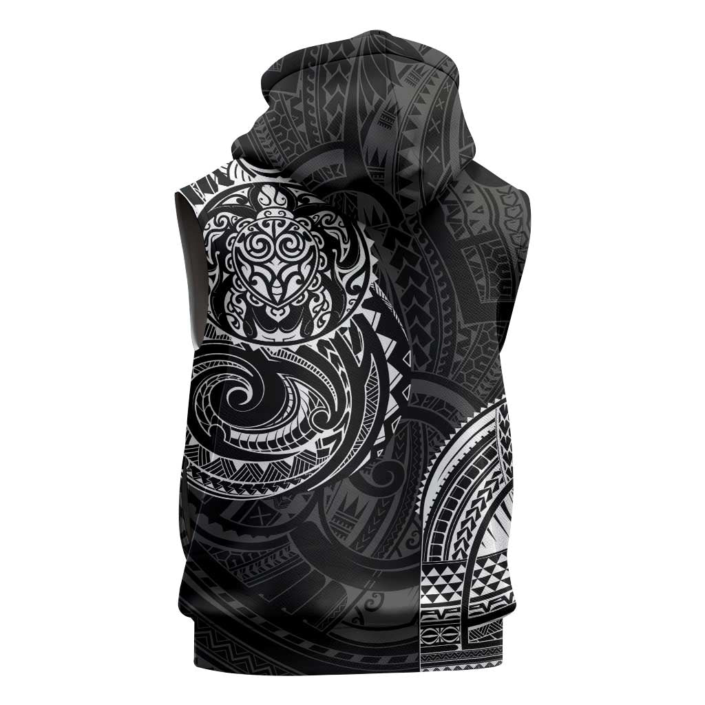 Polynesian Turtle Tribal Tattoo Sleeveless Hoodie Black Style - Polynesian Pride