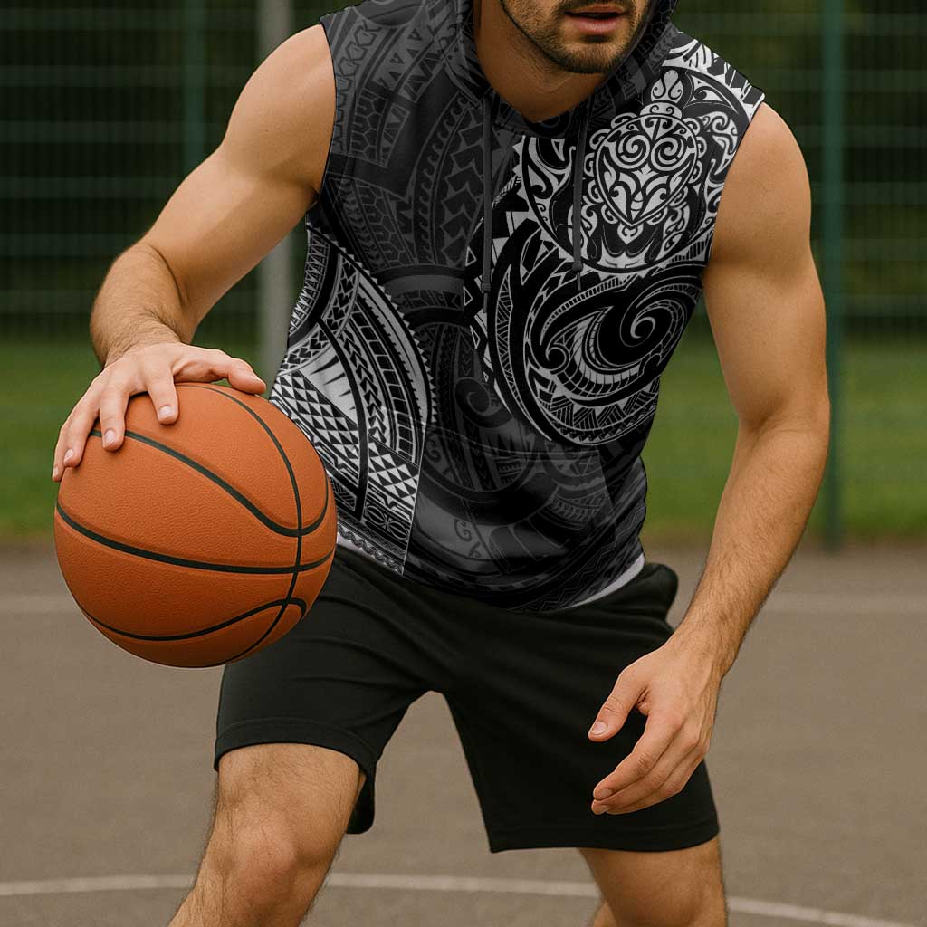 Polynesian Turtle Tribal Tattoo Sleeveless Hoodie Black Style - Polynesian Pride