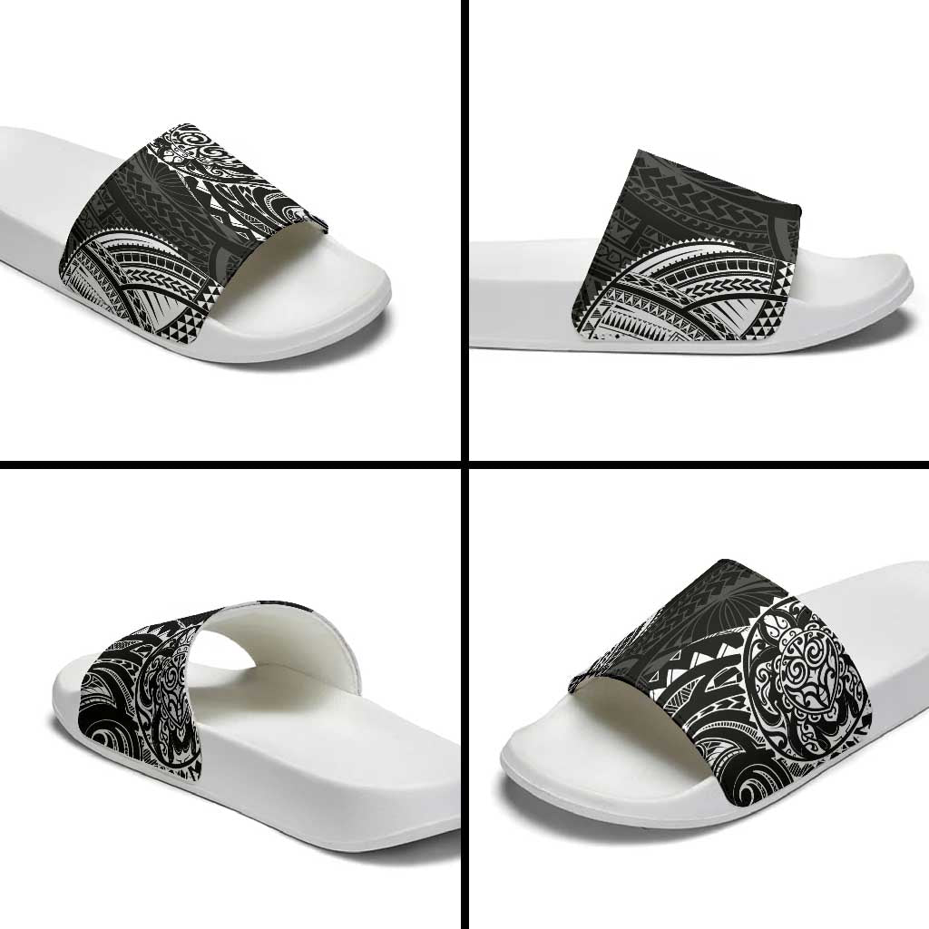 Polynesian Turtle Tribal Tattoo Slide Sandals Black Style - Polynesian Pride