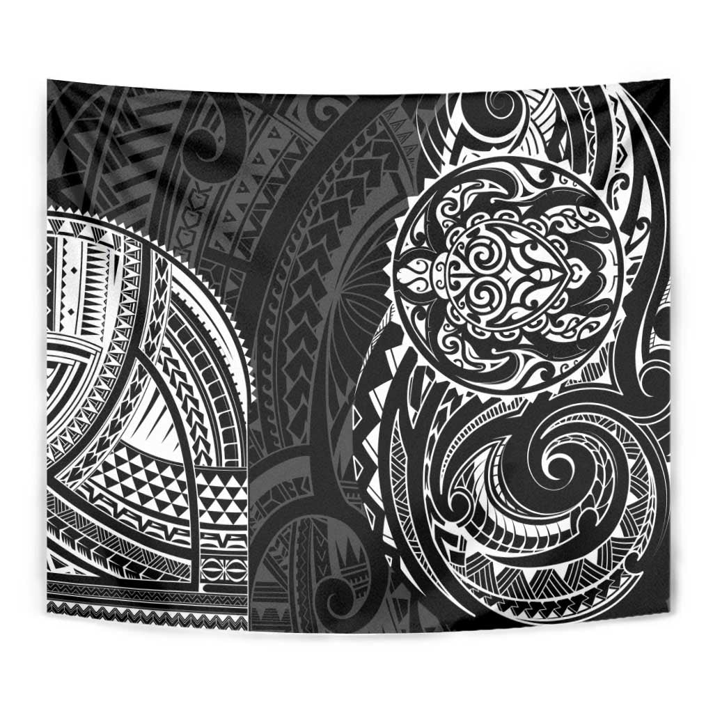 Polynesian Turtle Tribal Tattoo Tapestry Black Style