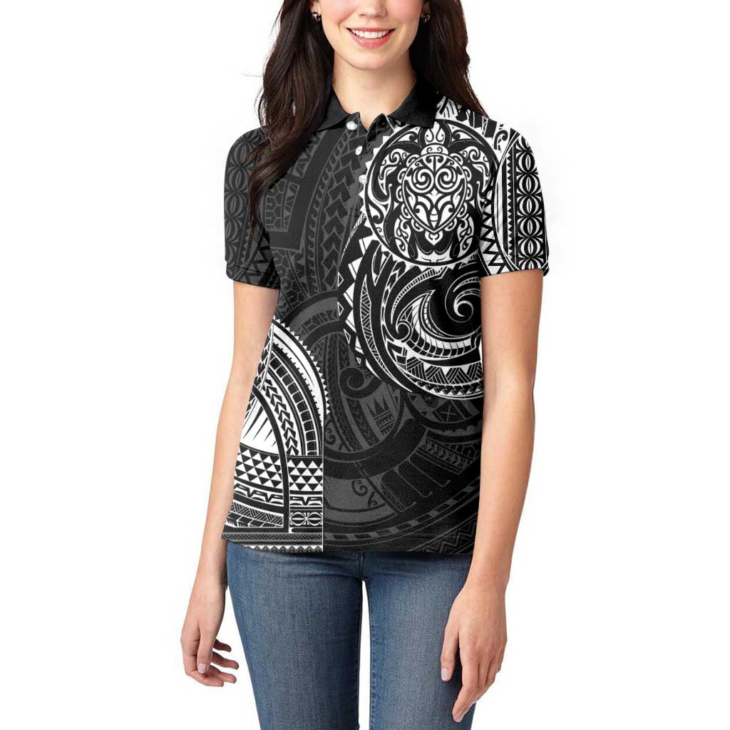 Polynesian Turtle Tribal Tattoo Women Polo Shirt Black Style