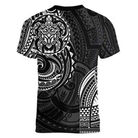Polynesian Turtle Tribal Tattoo Women V-Neck T-Shirt Black Style LT9 - Polynesian Pride