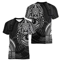 Polynesian Turtle Tribal Tattoo Women V-Neck T-Shirt Black Style LT9 - Polynesian Pride