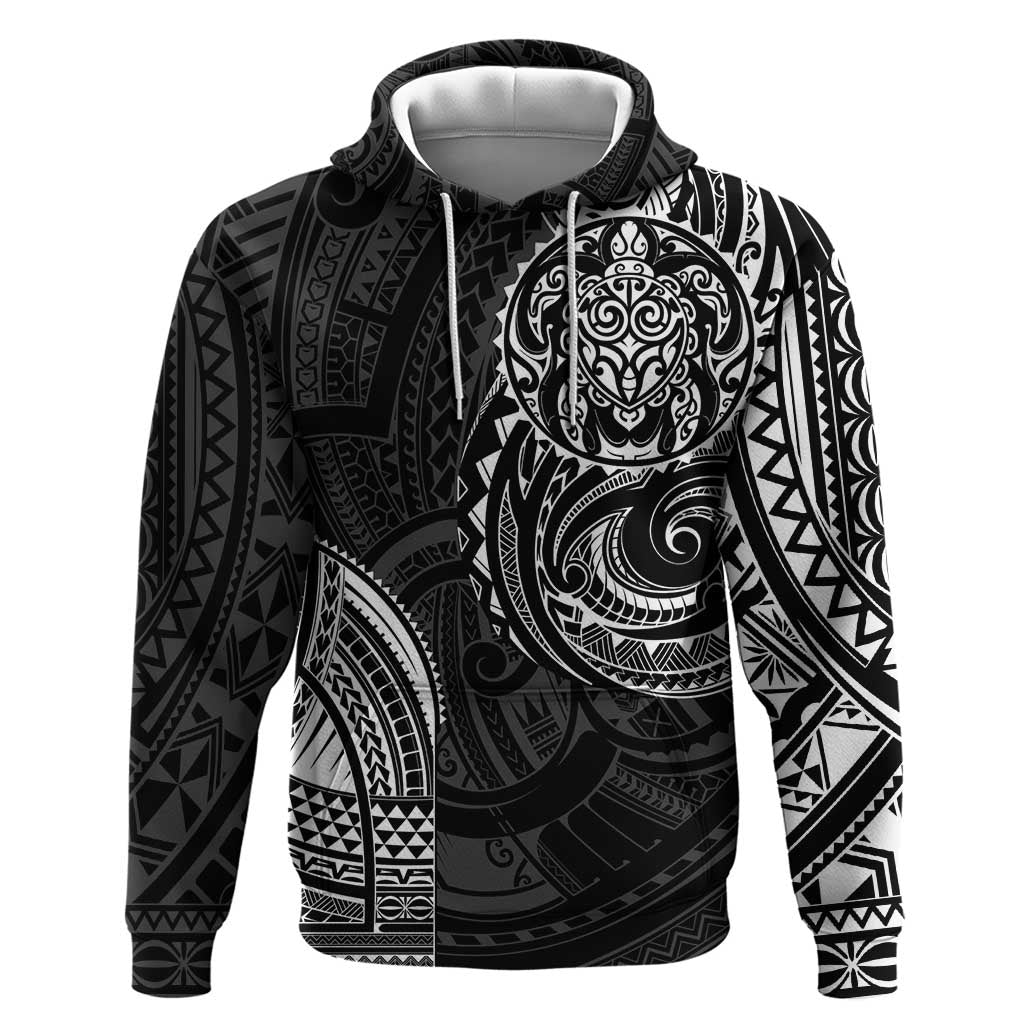 Polynesian Turtle Tribal Tattoo Zip Hoodie Black Style