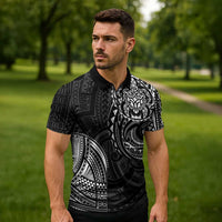 Polynesian Turtle Tribal Tattoo Zipper Polo Shirt Black Style - Polynesian Pride