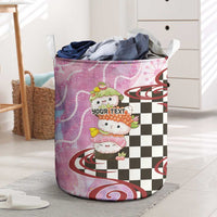 Personalized Japanese Kawaii Sushi Roll Laundry Basket Wagara Palaka Pattern LT9 Pink - Polynesian Pride