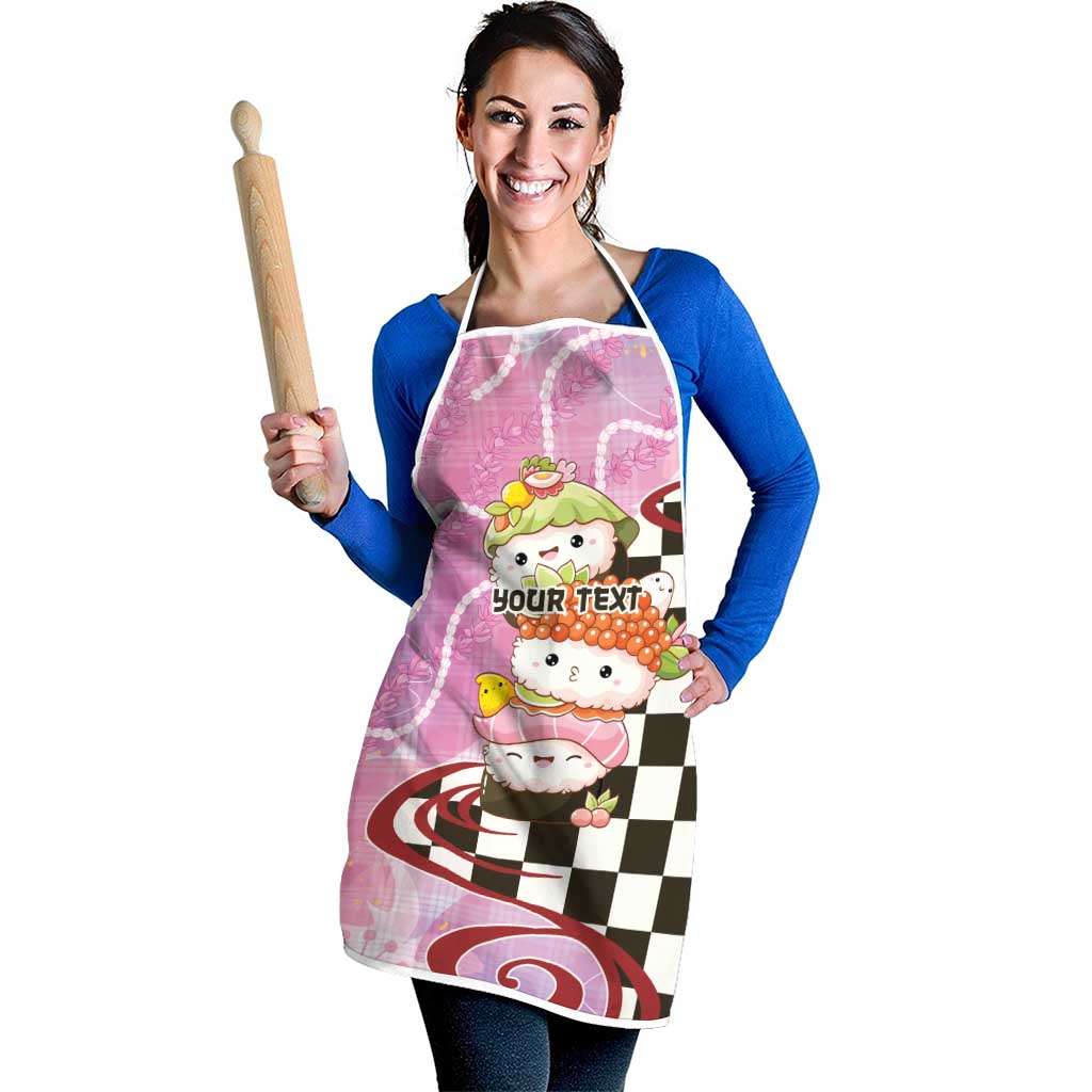 Personalized Japanese Kawaii Sushi Roll Apron Wagara Palaka Pattern LT9 - Polynesian Pride