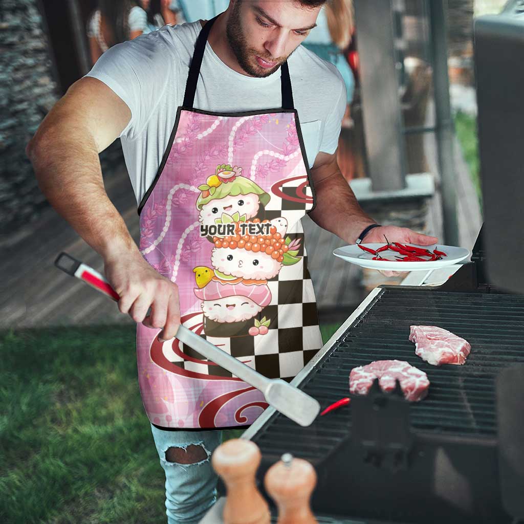 Personalized Japanese Kawaii Sushi Roll Apron Wagara Palaka Pattern LT9 - Polynesian Pride