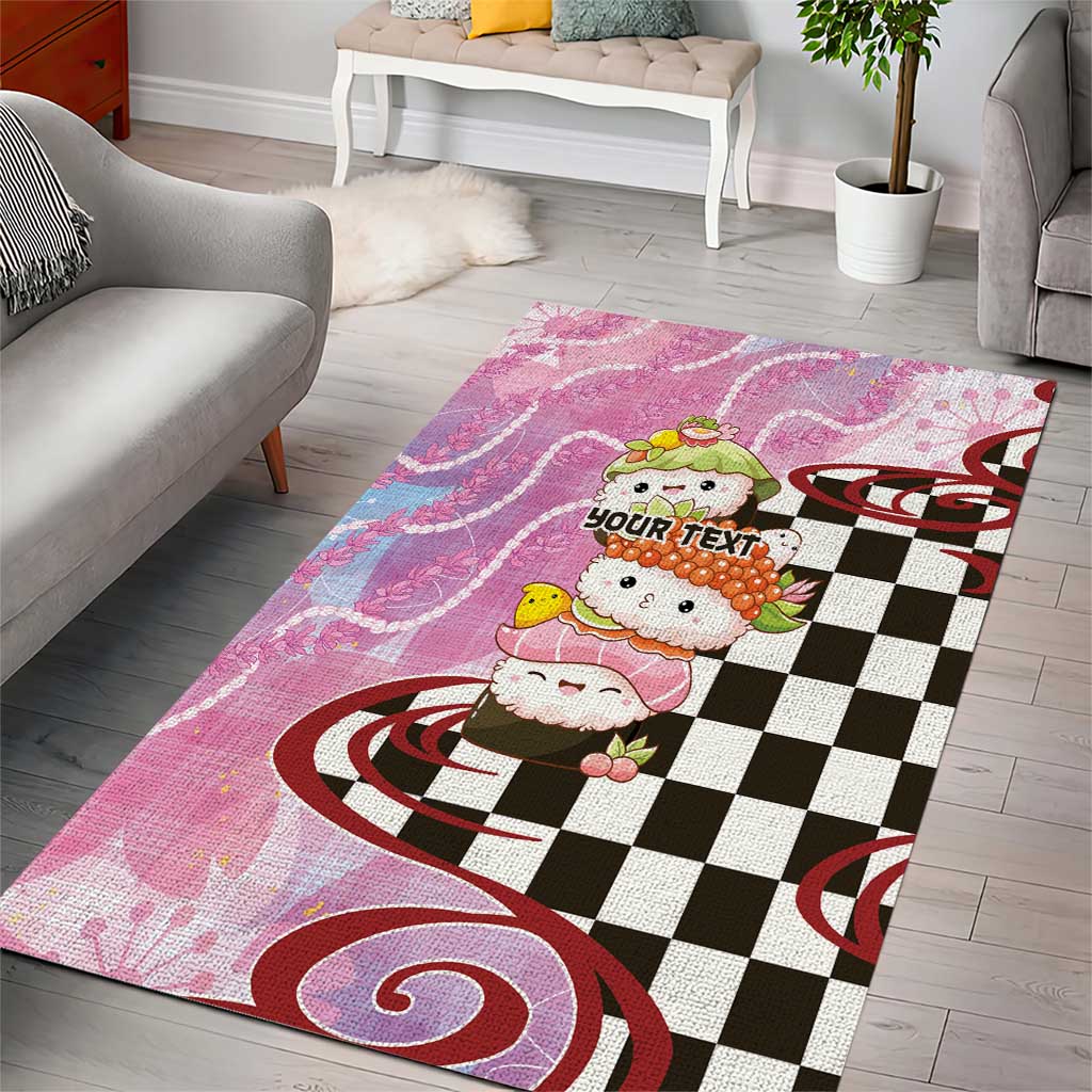 Personalized Japanese Kawaii Sushi Roll Area Rug Wagara Palaka Pattern LT9 - Polynesian Pride