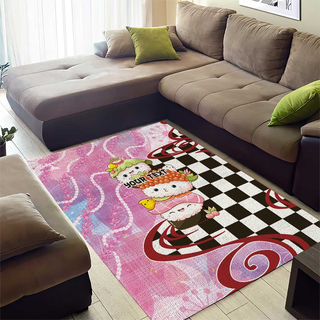 Personalized Japanese Kawaii Sushi Roll Area Rug Wagara Palaka Pattern LT9 - Polynesian Pride