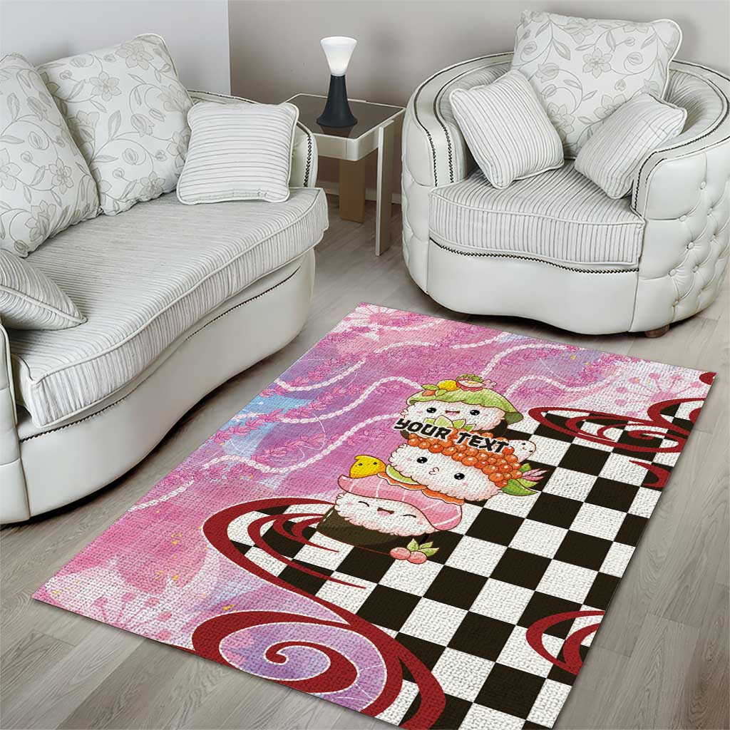 Personalized Japanese Kawaii Sushi Roll Area Rug Wagara Palaka Pattern LT9 - Polynesian Pride