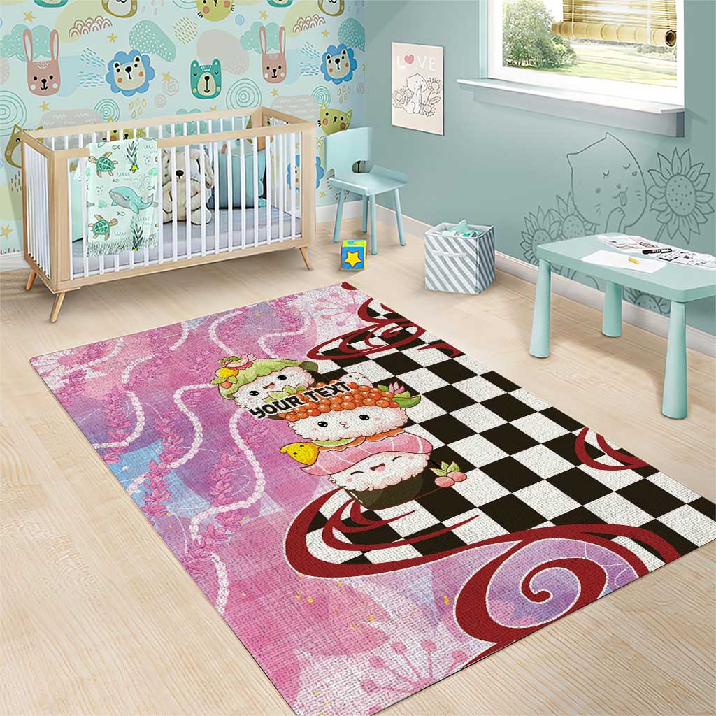 Personalized Japanese Kawaii Sushi Roll Area Rug Wagara Palaka Pattern LT9 - Polynesian Pride