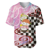 Personalized Japanese Kawaii Sushi Roll Baseball Jersey Wagara Palaka Pattern LT9 Pink - Polynesian Pride