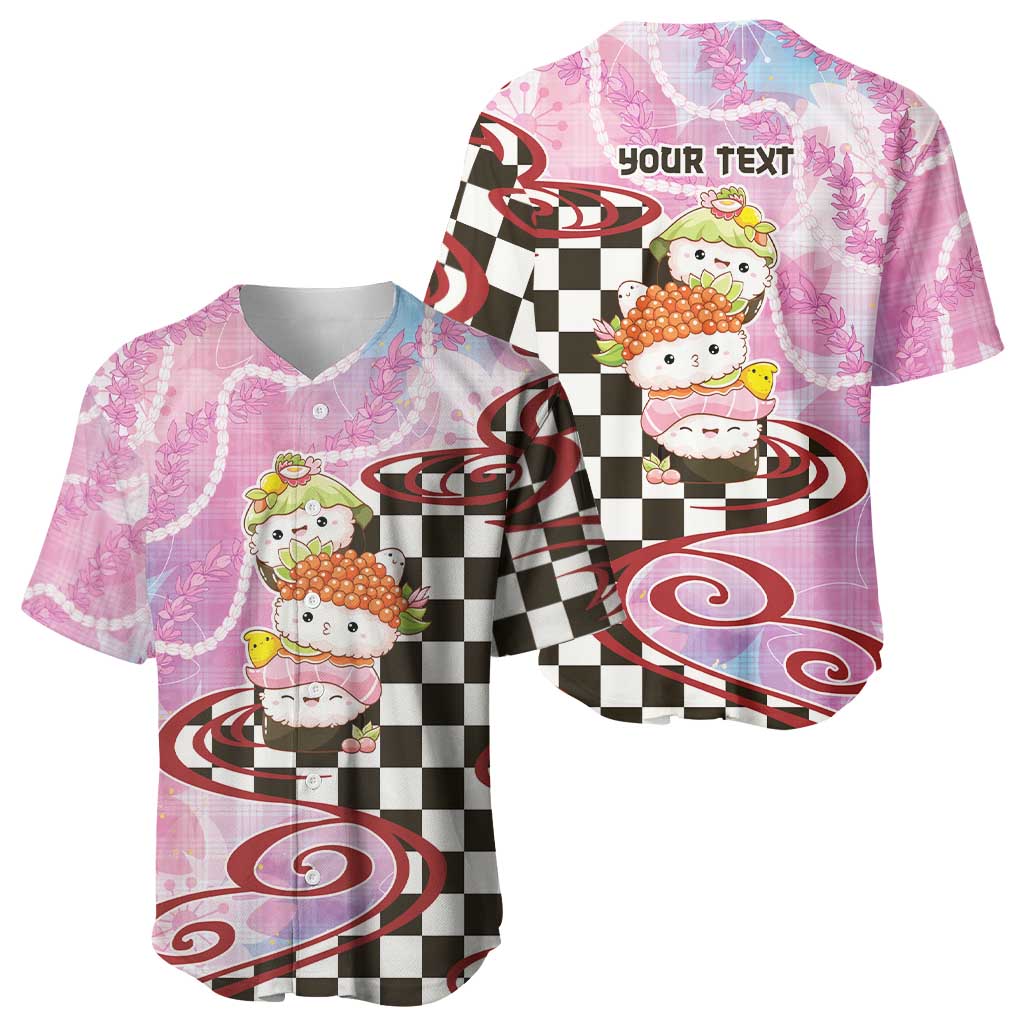 Personalized Japanese Kawaii Sushi Roll Baseball Jersey Wagara Palaka Pattern LT9 - Polynesian Pride
