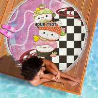 Personalized Japanese Kawaii Sushi Roll Beach Blanket Wagara Palaka Pattern LT9 - Polynesian Pride