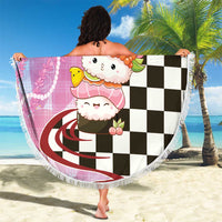 Personalized Japanese Kawaii Sushi Roll Beach Blanket Wagara Palaka Pattern LT9 - Polynesian Pride
