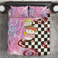 Personalized Japanese Kawaii Sushi Roll Bedding Set Wagara Palaka Pattern LT9 Pink - Polynesian Pride