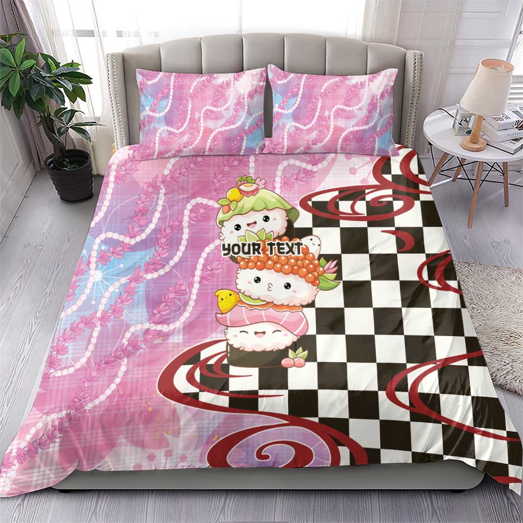Personalized Japanese Kawaii Sushi Roll Bedding Set Wagara Palaka Pattern LT9 - Polynesian Pride