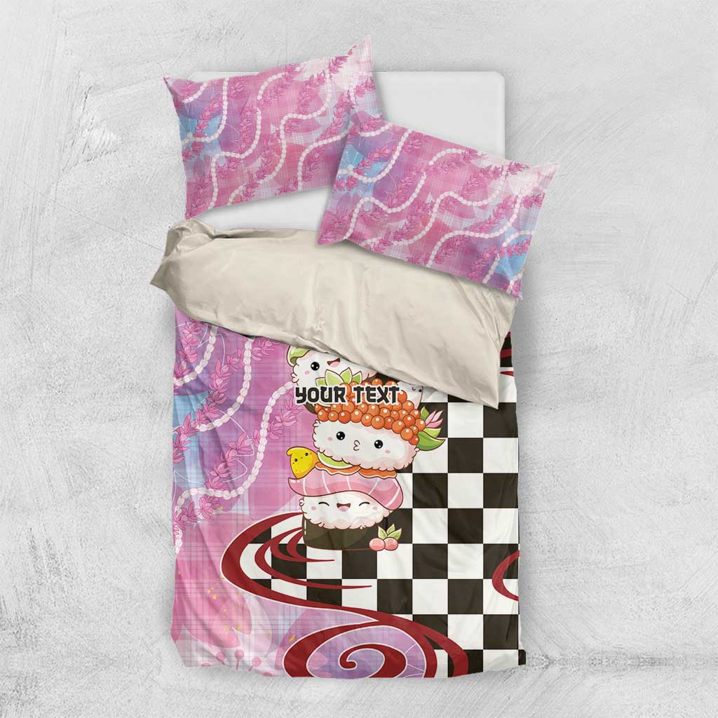 Personalized Japanese Kawaii Sushi Roll Bedding Set Wagara Palaka Pattern LT9 US Twin 172cm x 218cm Pink - Polynesian Pride