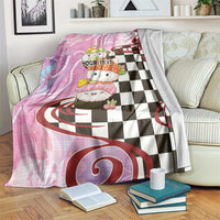 Personalized Japanese Kawaii Sushi Roll Blanket Wagara Palaka Pattern LT9 Pink - Polynesian Pride