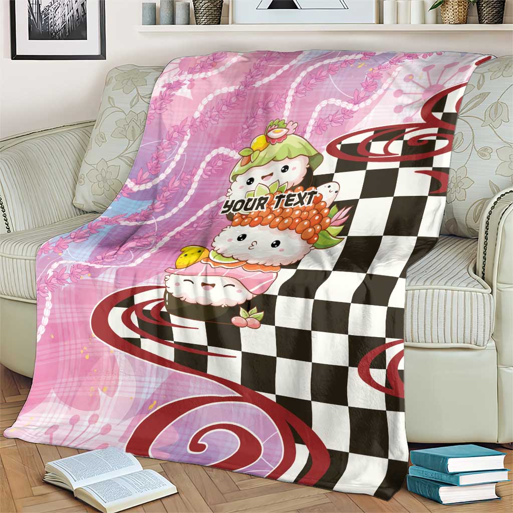 Personalized Japanese Kawaii Sushi Roll Blanket Wagara Palaka Pattern LT9 - Polynesian Pride