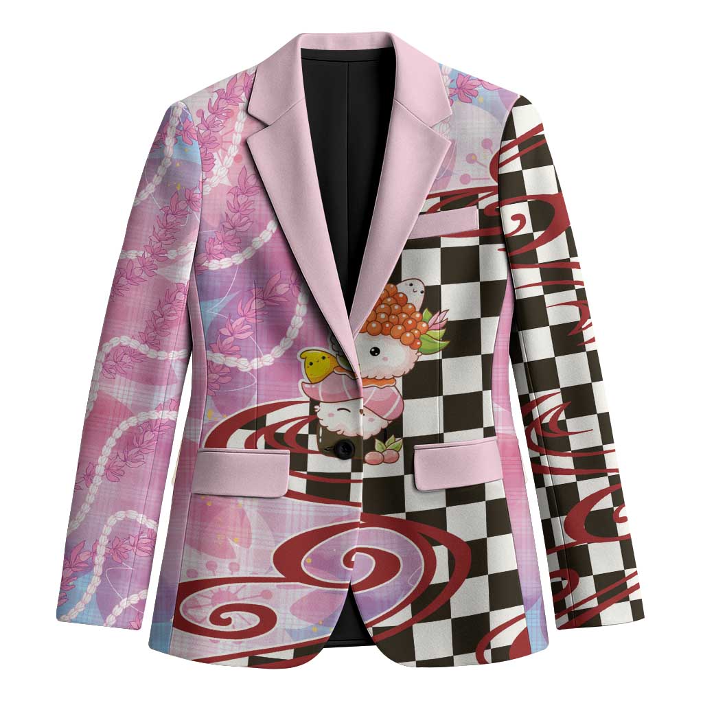 Personalized Japanese Kawaii Sushi Roll Blazer Wagara Palaka Pattern LT9 Unisex Pink - Polynesian Pride