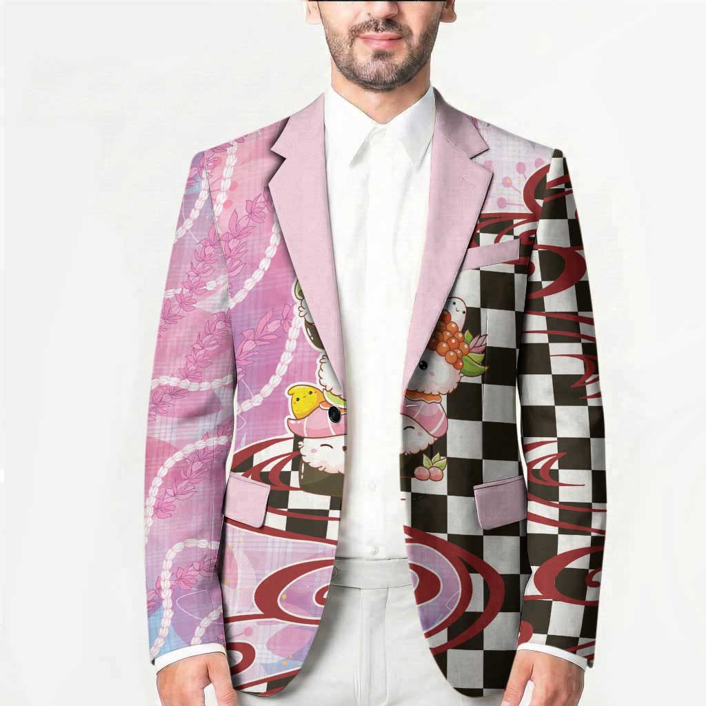 Personalized Japanese Kawaii Sushi Roll Blazer Wagara Palaka Pattern LT9 - Polynesian Pride