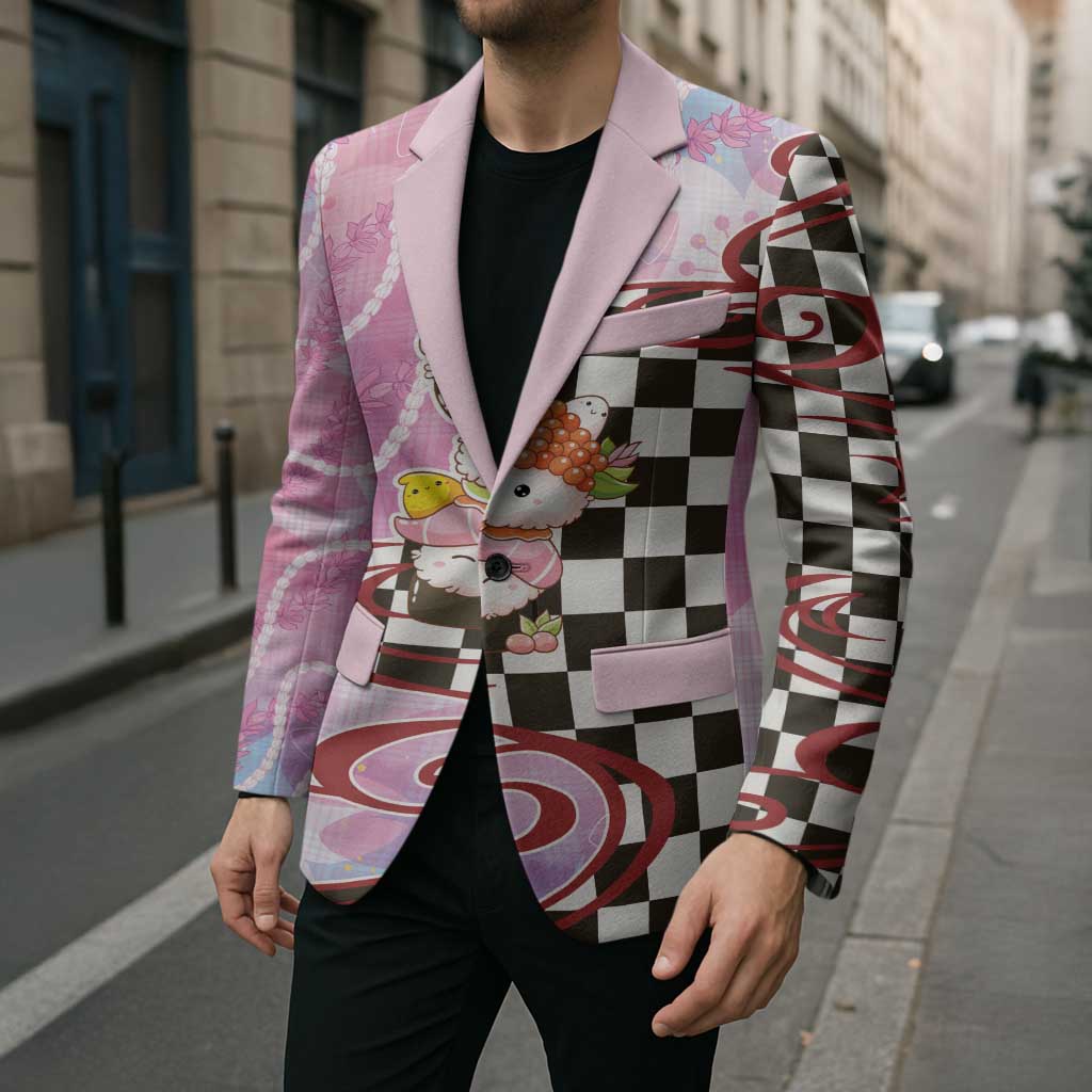 Personalized Japanese Kawaii Sushi Roll Blazer Wagara Palaka Pattern LT9 - Polynesian Pride