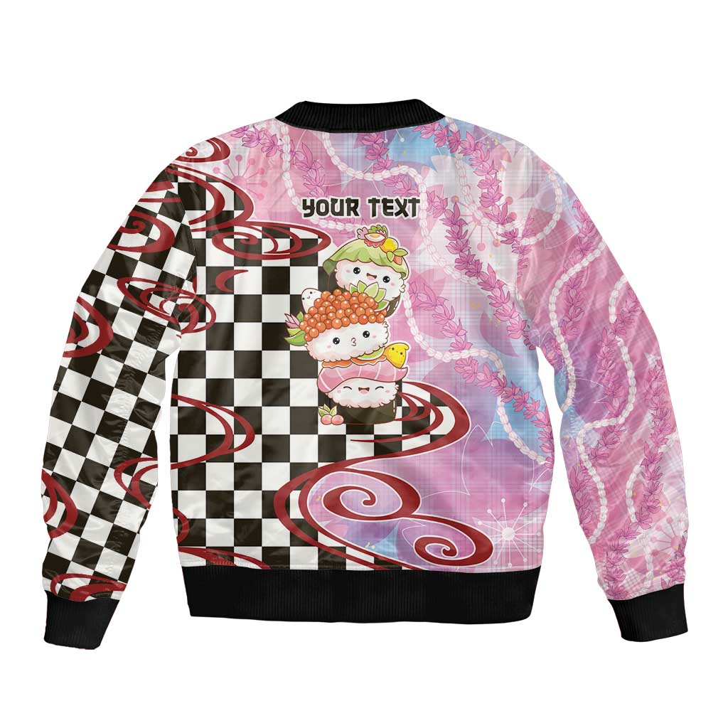 Personalized Japanese Kawaii Sushi Roll Bomber Jacket Wagara Palaka Pattern LT9 - Polynesian Pride