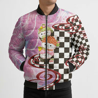Personalized Japanese Kawaii Sushi Roll Bomber Puffer Jacket Wagara Palaka Pattern LT9 - Polynesian Pride