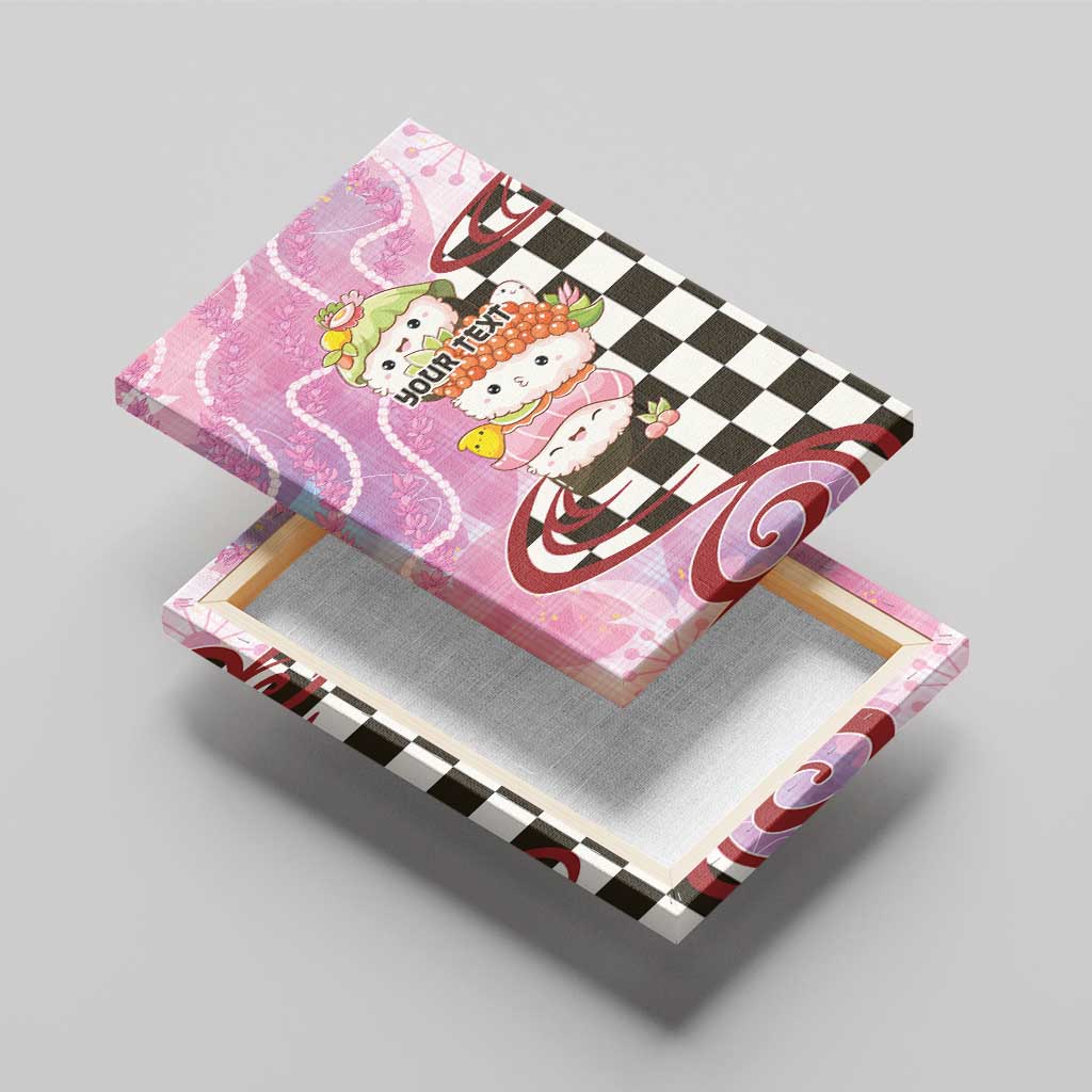 Personalized Japanese Kawaii Sushi Roll Canvas Wall Art Wagara Palaka Pattern LT9 - Polynesian Pride