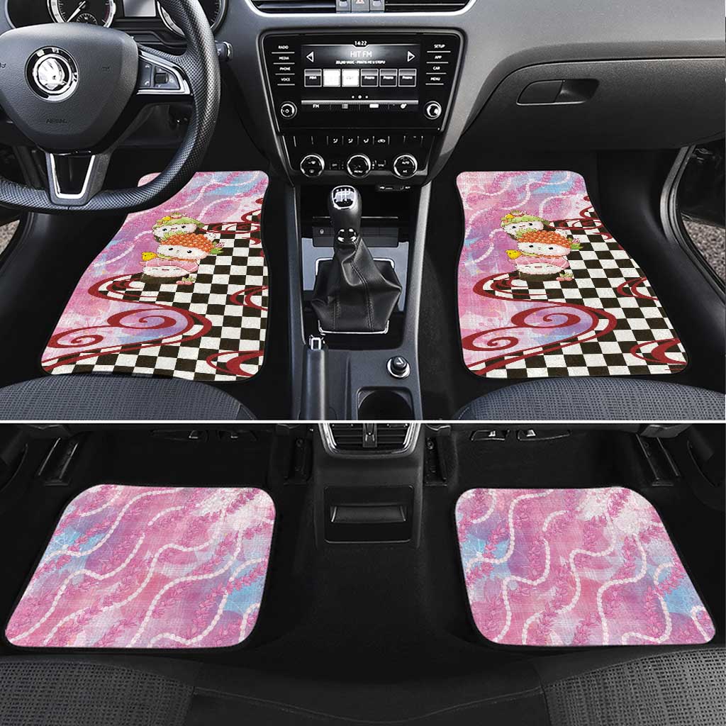 Personalized Japanese Kawaii Sushi Roll Car Mats Wagara Palaka Pattern LT9 Set 4pcs Pink - Polynesian Pride